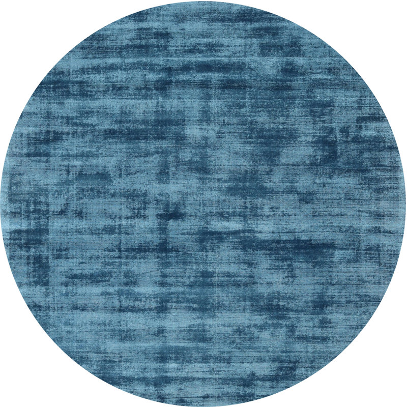 Tapis de zone turquoise contemporain, Rond 6 pi