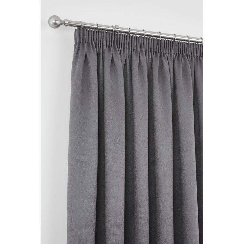 Chelsea Pencil Pleat Room Darkening Curtains, Width 183cm x Drop 228cm, Charcoal
