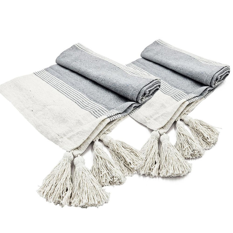 Conrad Gray Cotton Throw Blanket Set - 50" x 60"