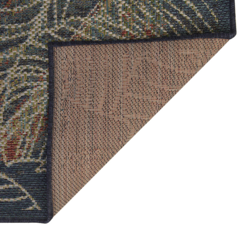 Tapis d'intérieur / extérieur en polypropylène tissé à la machine à motif floral bleu Torence