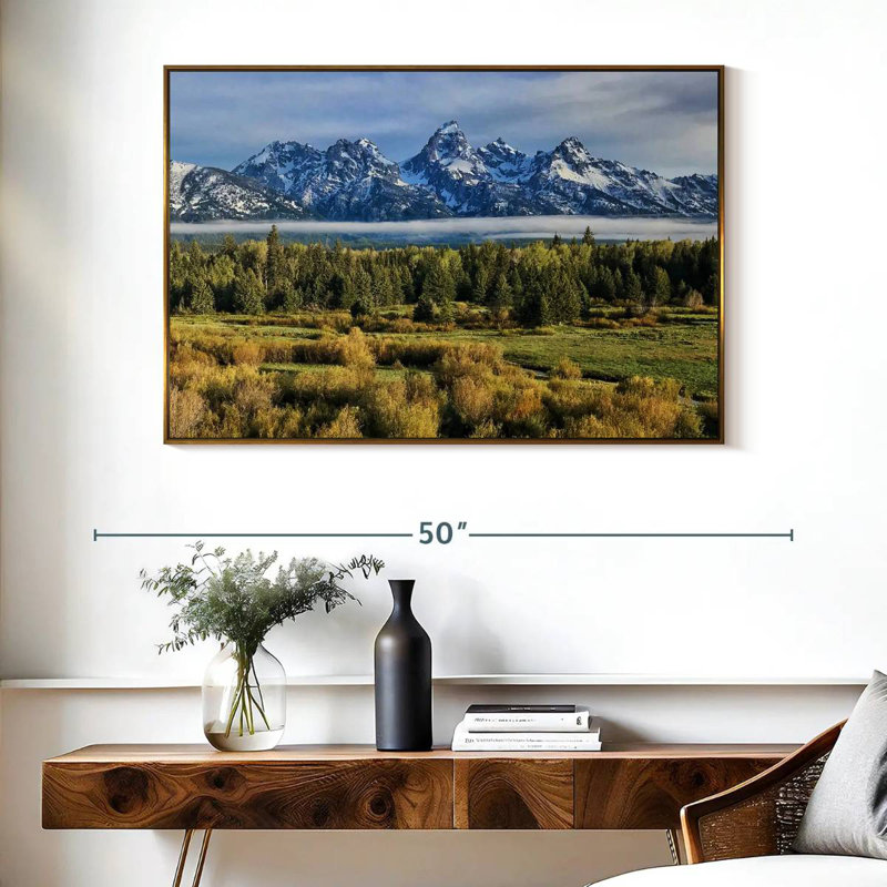 Grand Teton Sierras, Cadre flottant doré, 40 po x 27 po