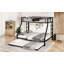Lit superposé simple au-dessus de grand lit simple en métal avec lit gigogne inclus, noir