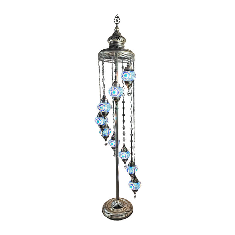Lampe turque sur pied Bungalow Rose Mert, Bleu