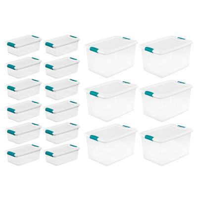 Sterilite 6 Qt Latch Storage Box,12 Pack, and 64 Qt Latch Storage Box, 6 Pack