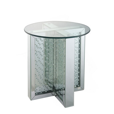 Nysa Mirrored & Faux Crystals End Table (Assembled)