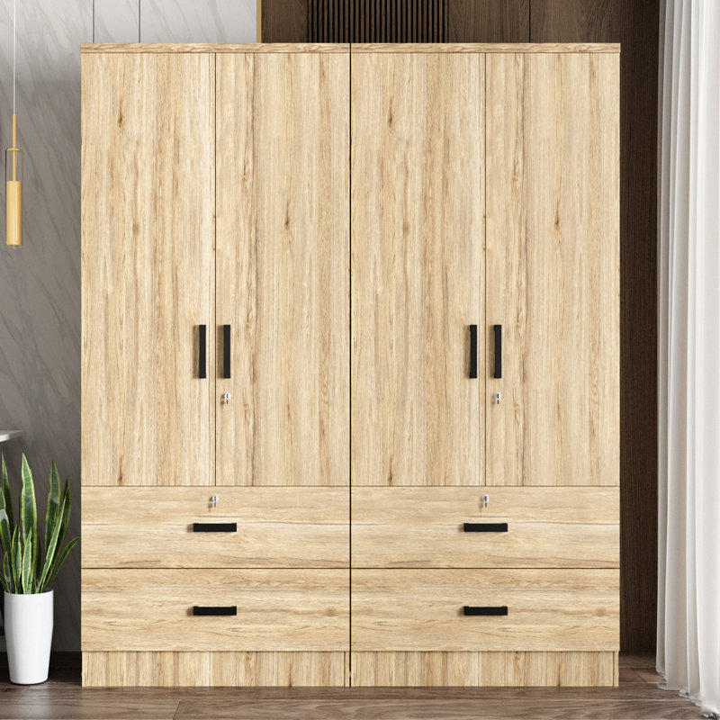 Armoire double avec 4 portes minces et 4 tiroirs! , Chêne naturel