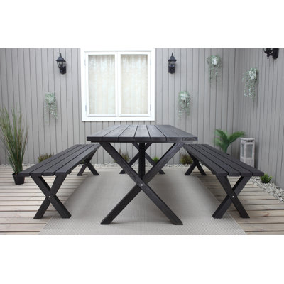 Edgerton 6 - Person Solid Wood Patio Dining Set Rectangular Table