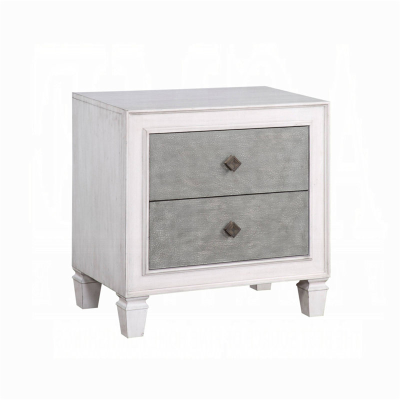 Table de chevet à finition deux tons avec 2 tiroirs