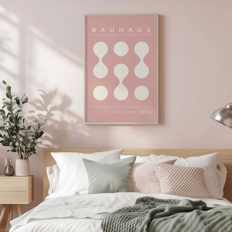 Impression sur roulettes rose Bauhaus Flow II, Reproduction encadrée sans passe-partout, Noir satiné, H 21 po x l 17 po
