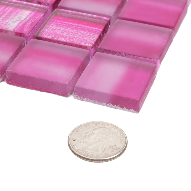 11" x 11" Straight Edge Glass Mosaic Sheet Wall & Floor Tile, Pink