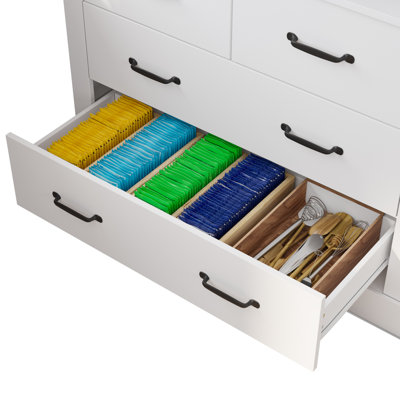 Armoire de salle à manger verticale 79,5 po H 79,5 po avec 4 tiroirs et tablettes