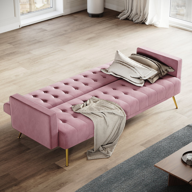 176*60*75cm Multi-functional Premium Plush Comfort Sofa for Living Room, Pink