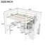 Lit mezzanine double avec bureau en L, tiroirs, armoire et escalier de rangement en blanc éclatant - armoire compacte à la mode