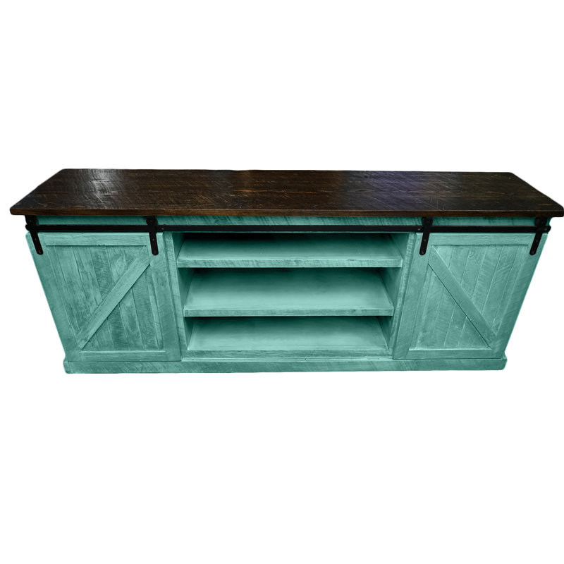 Meuble télé 60 po Farmhouse, Fiesta turquoise, H 32 po x L 18 po x l 60 po