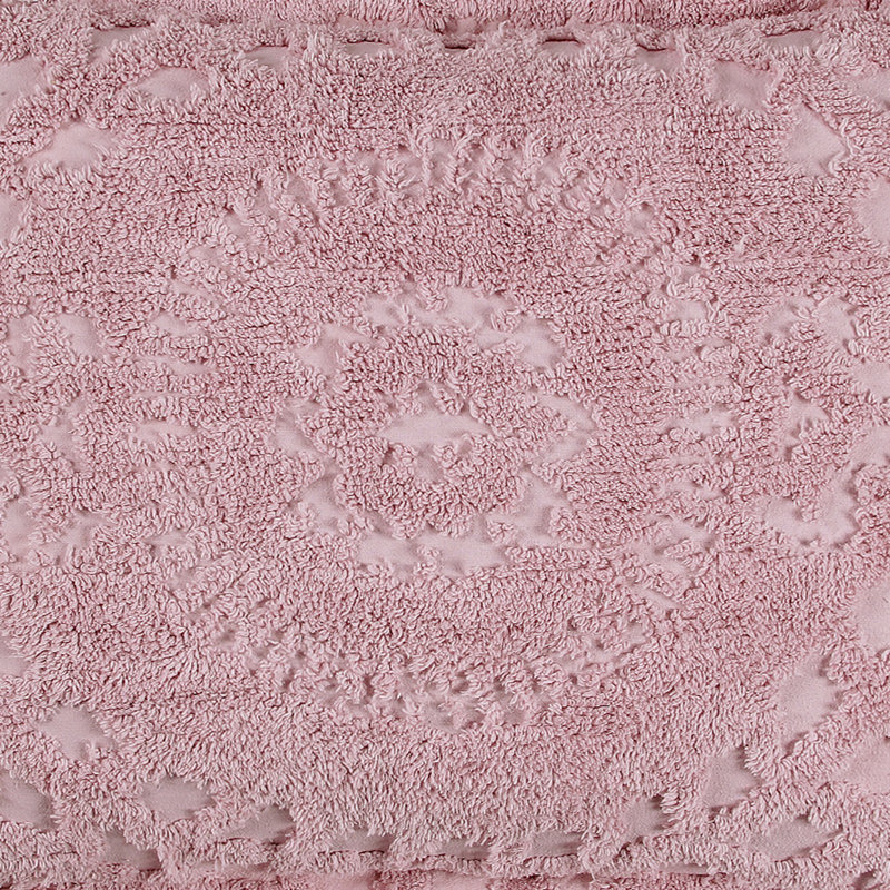 Rio 100% Cotton Tufted Pillow Sham with Medallion Pattern Machine Washable Pillow Cover for All Season, Pink, Euro Sham