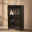 Armoire de rangement de 47,6 pouces de hauteur en métal avec portes en verre et plateau rabattable, présentoir à 4 niveaux avec tablettes ouvertes pour différentes pièces