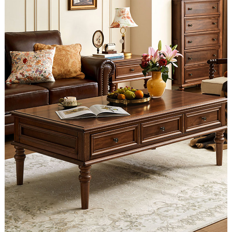 Vintage country all-solid wood coffee table, 20.47" H x 54.33" L x 31.1" W