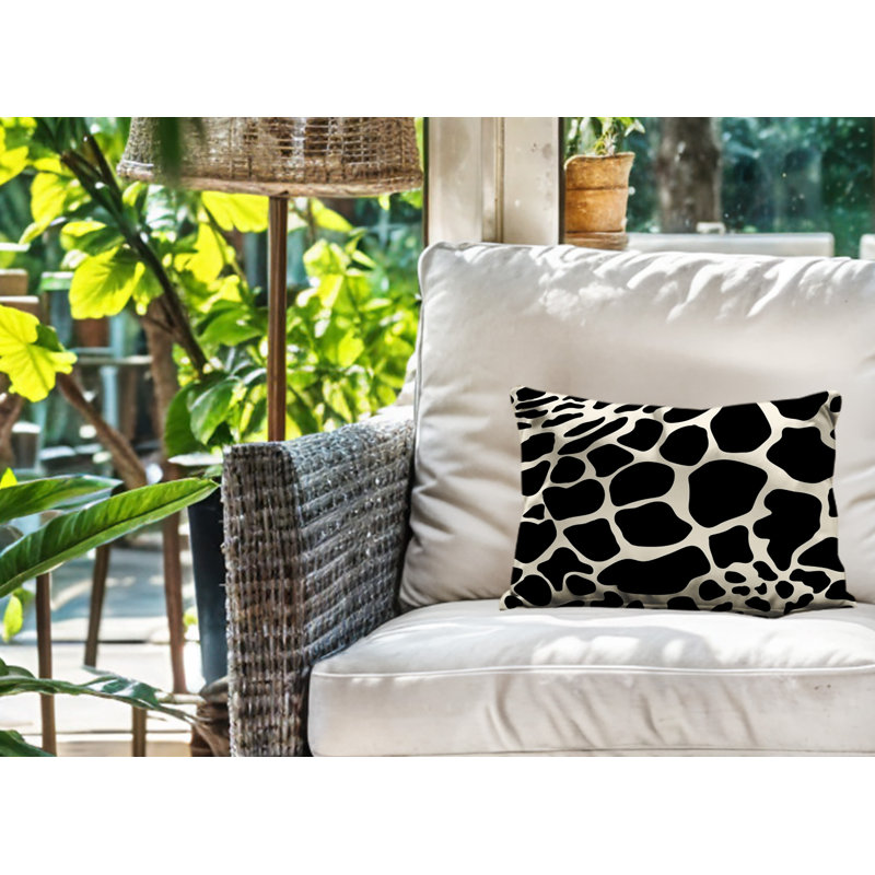 Oreiller rectangulaire réversible intérieur / extérieur Giro, Rectangle H 14 po x l 20 po, Noir