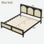 Lit plateforme en bois avec tête de lit en rotin-364061722-364061724