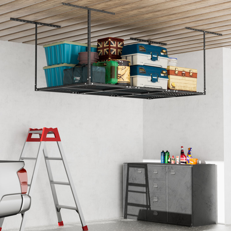 Support de rangement pour plafond de garage de 6 pi x 3 pi - Support supérieur ajustable robuste avec capacité de 500 lb, 22 po à 42 po, noir