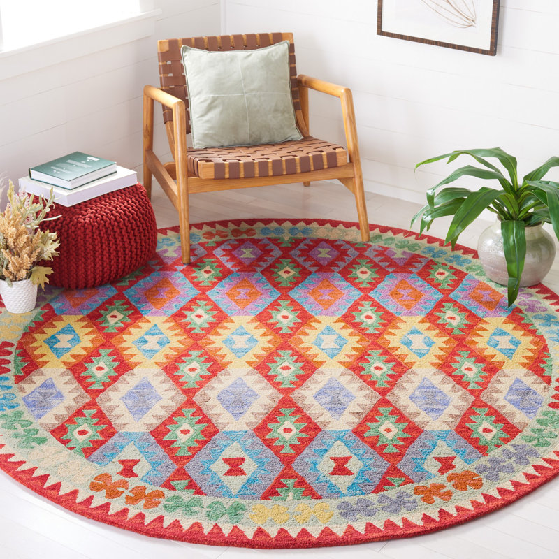 Tapis rouge / bleu Horwich 408, Rond 7 pi