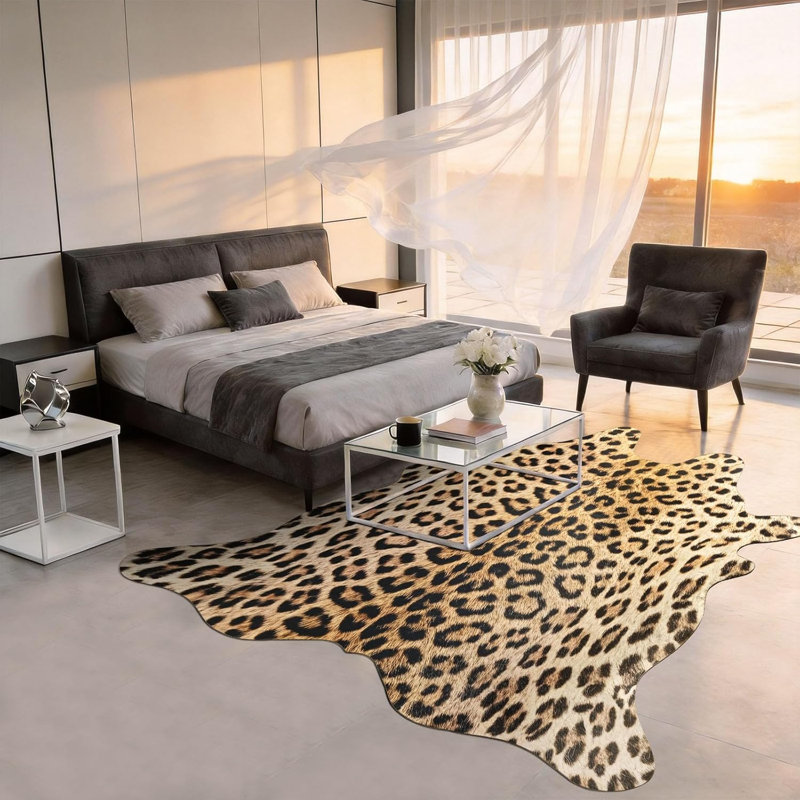 Tapis à imprimé léopard de qualité supérieure, Nouveauté 4 pi 7 po x 5 pi 2 po