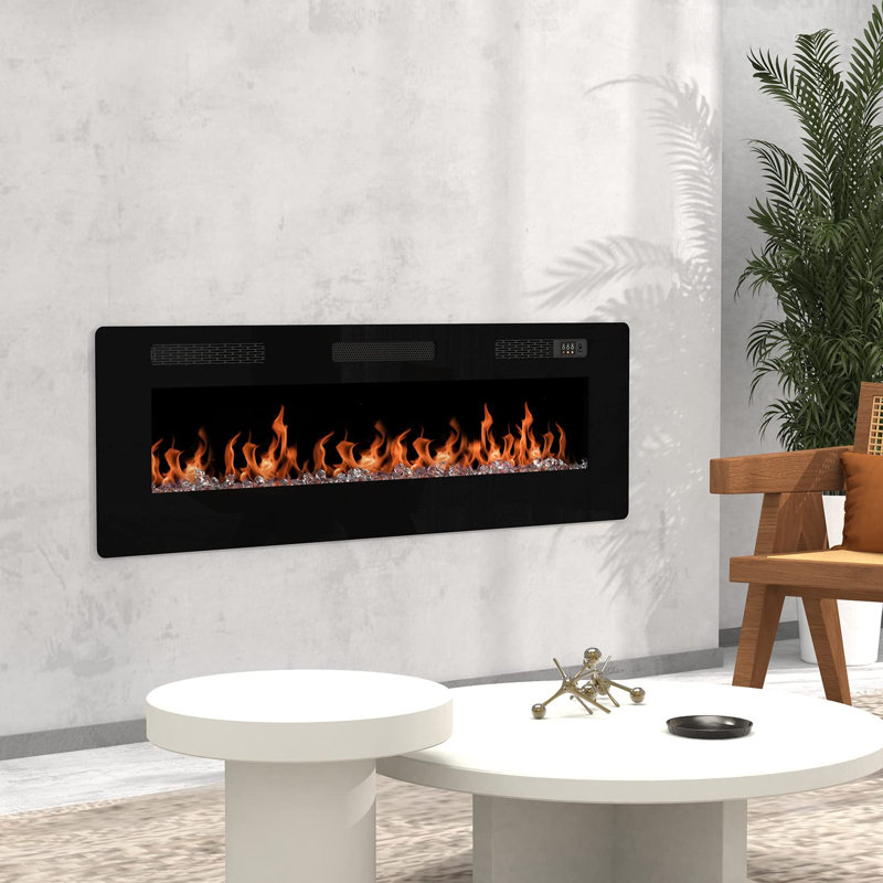 Foyer électrique mural encastré Chilcott, H 19,69 po x l 60 po x P 4,72 po, Acier inoxydable