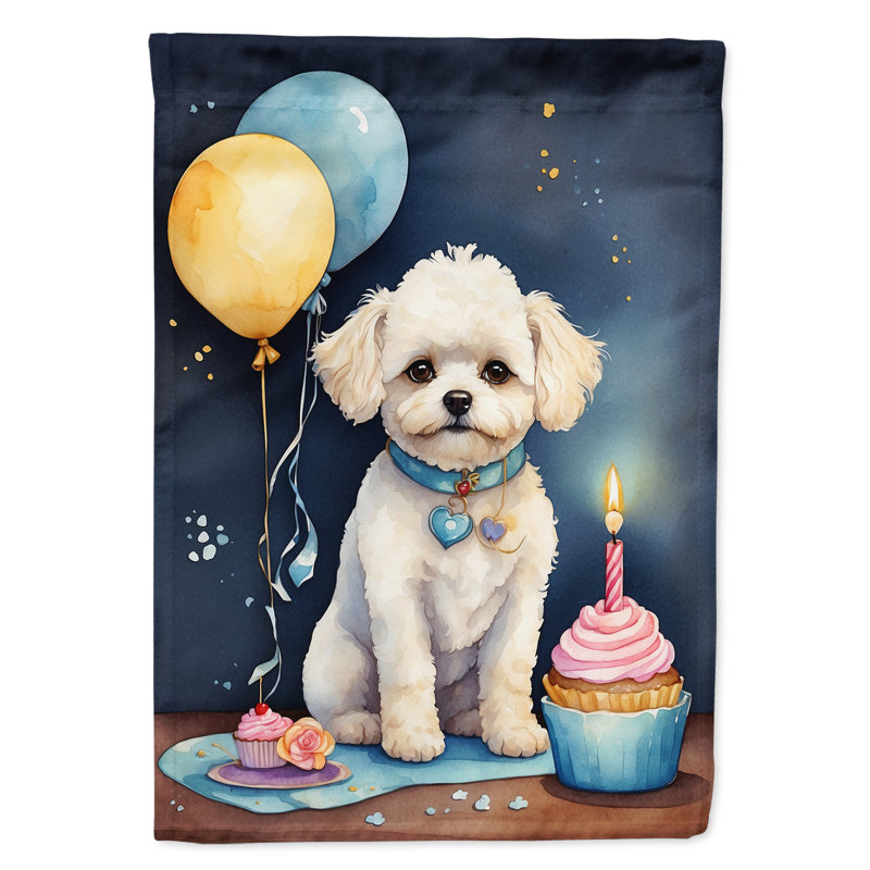Drapeau «Happy Birthday House», Bichon frisé