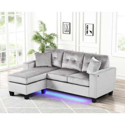 Chaise longue réversible en velours gris