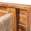 Ensemble de salle à manger d'extérieur brun en bois, conception à lattes, avec pieds enveloppés, banc de table fabriqué à une seule main, motif, tissé résistant aux intempéries