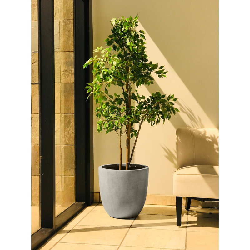 Pot Planter, Natural Concrete, 12" H x 14" W x 14" D