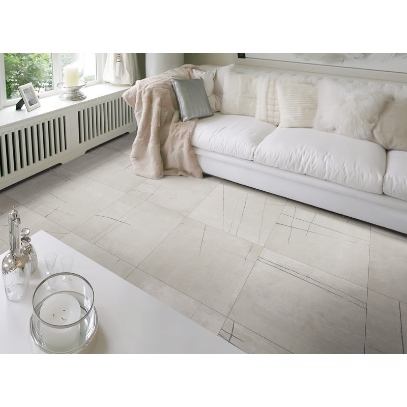 Carreau de porcelaine à plancher et mur Whitney Kai 3-D 24X48, Beige / Blanc