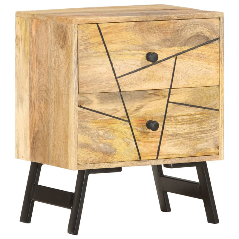 Saltville 40cm W Solid Wood Bedside Table, Black