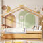 Lit simple avec lit gigogne escamotable, matériau en pin de haute qualité, toit en ciel imaginatif, tête de lit confortable, peu encombrant pour les pièces, couleur naturelle, bois de pin de 41,5 po de largeur, caractéristique du toit,-1996623260