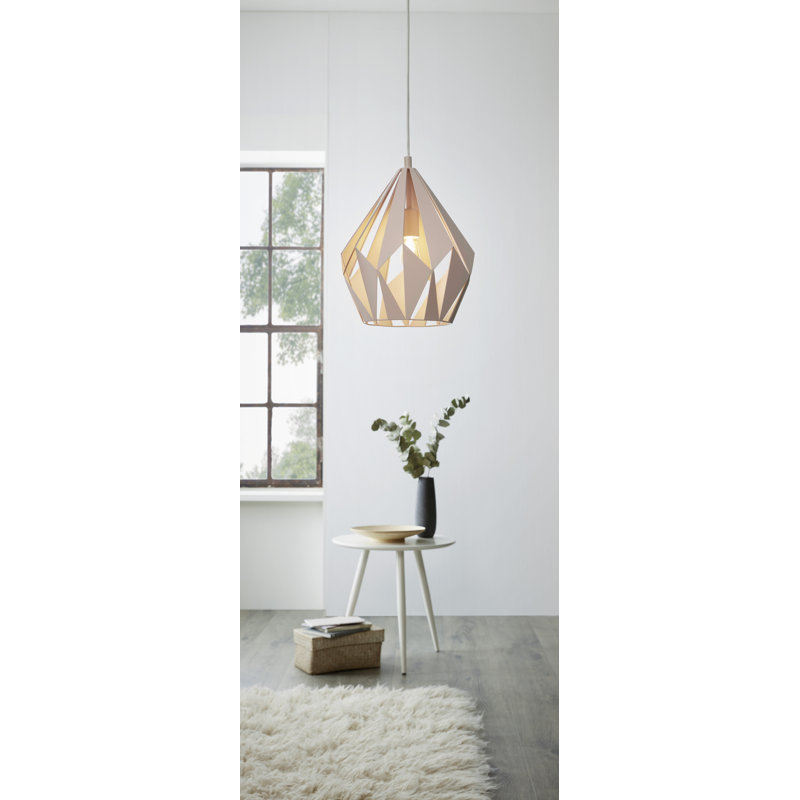 Luminaire suspendu géométrique à 1 lumière Hendry, Noir / cuivre, H 72 po x l 12,25 po x P 12,25 po