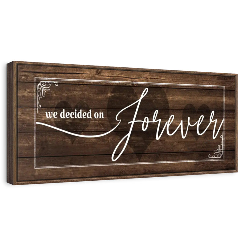 Plaque murale «Forever Love», 46 po x 16 po, Cadre flottant noyer