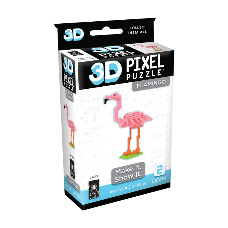 3D Pixel casse-tête flamant