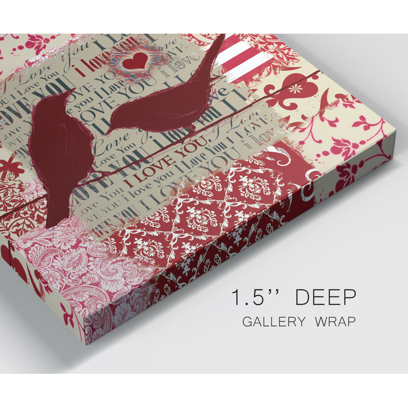«Valentines I», reproduction d'art textuel sur toile tendue, H 40 po x l 40 po x P 1 po