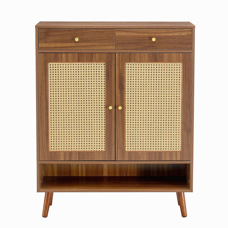 Armoire à chaussures multifonctionnelle moderne en MDF de couleur noyer - se fond parfaitement dans les maisons de style nordique et industriel, dimensions du produit: 34,6 x 13,7 x 43 po.