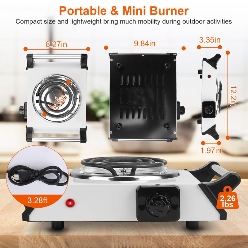 Edge Collections Electric Single Burner, White