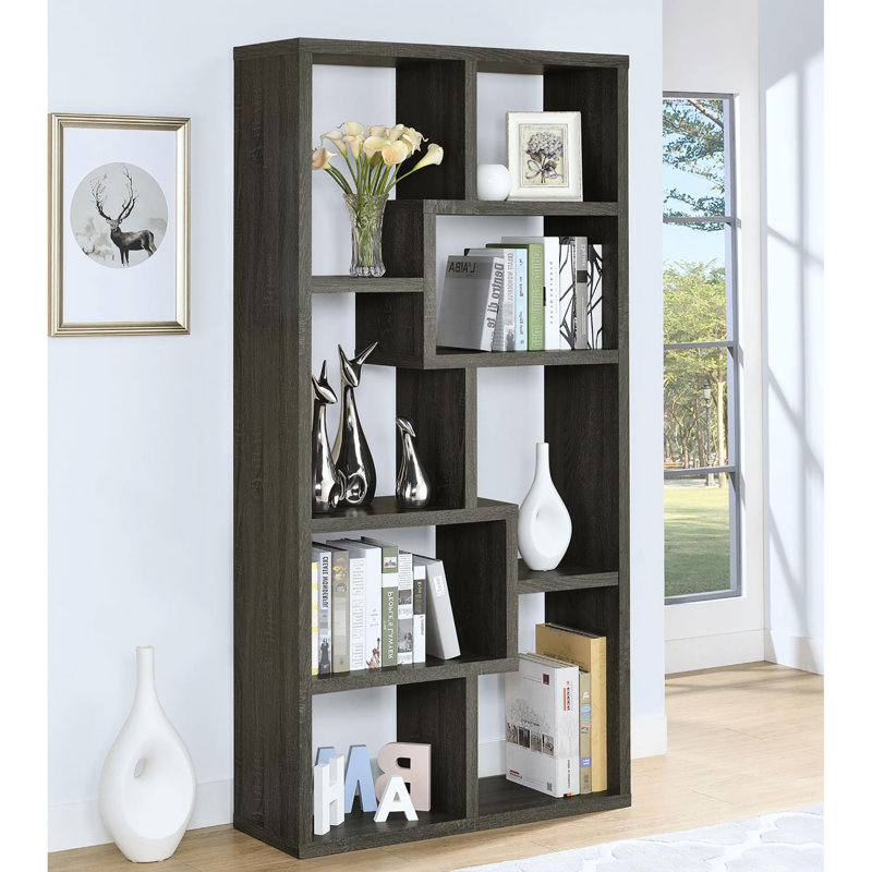 Weathered Grey 8-Shelf Bookcase - Enhance Look Of And Living Room With 8 Shelves Elevate Your Style, Gray
