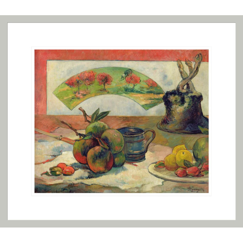 «Still Life with a Fan» par Paul Gauguin - Estampe numérique encadrée, H 17,75 po x l 20,31 po