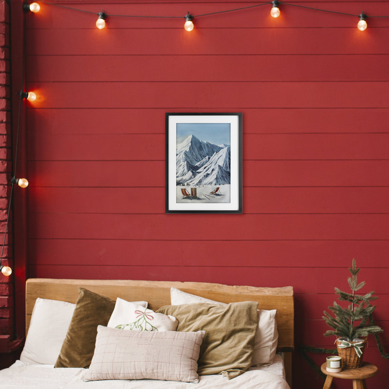 Winter Slopes Lounging, reproduction encadrée sous verre, design par Max Maxx, H 20 po x l 14 po, Cadre noir minuit