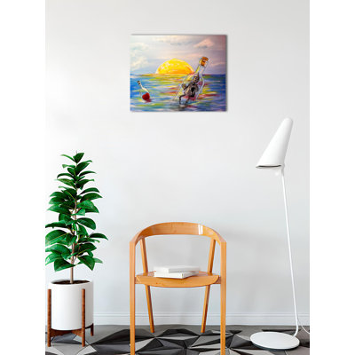 BUY ART FOR LESS Officially Licensed Tin Man Message In A Bottle Original Artwork by Ed Capeau Wrapped Canvas Decor - 18 x 24 Inch - Engineered Wood Frame - Ready to Hang
