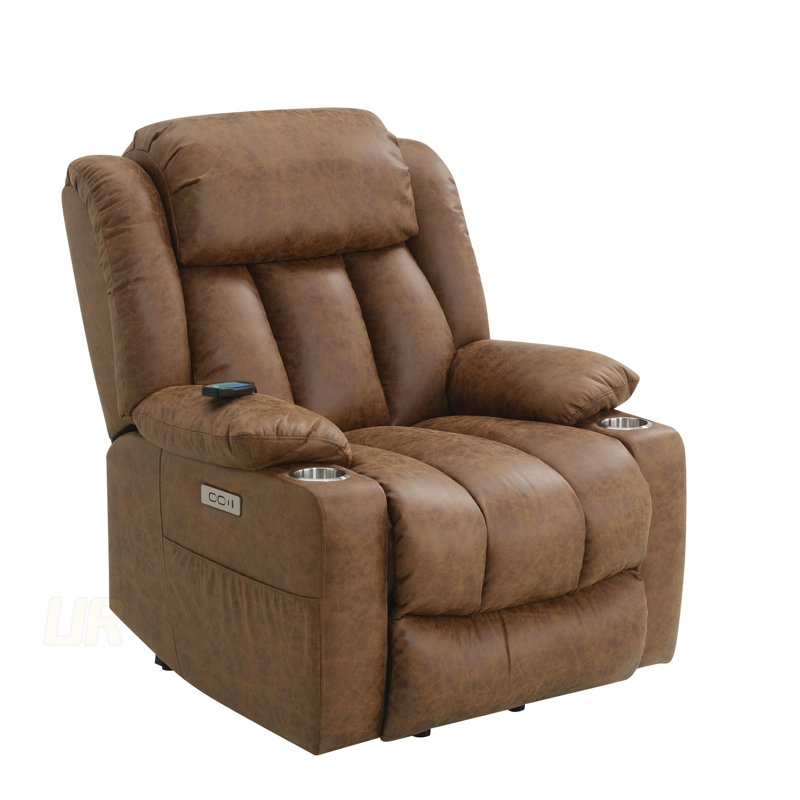 Fauteuil inclinable électrique Pacay en cuir avec levage, chauffage et massage pour un confort et une détente ultimes