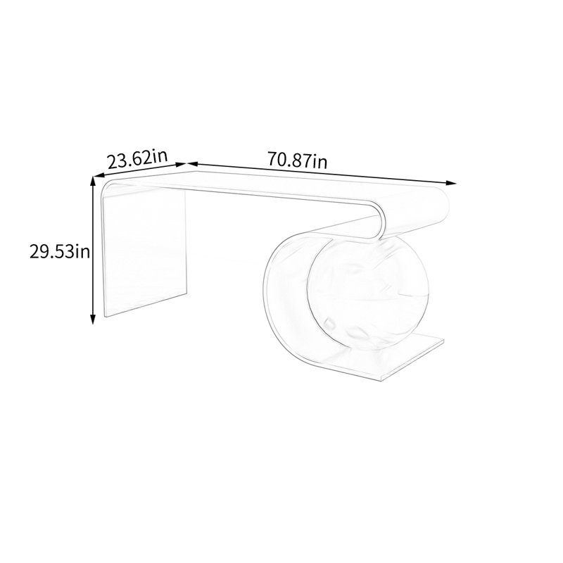 Table de présentation moderne en acier inoxydable, H 29,53 po x l 70,87 po x P 23,62 po, Argent argent