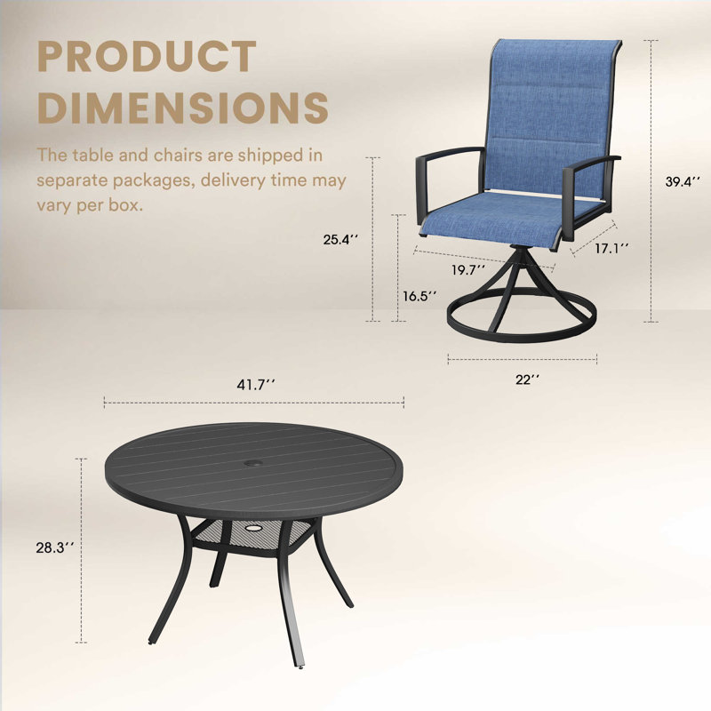 Ensemble repas extérieur pour 4 personnes, Bleu / Noir