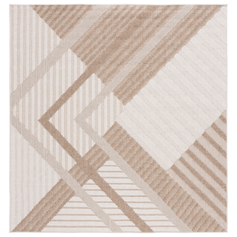 Global Geometric Indoor/Outdoor Area Rug in Brown, Rectangle 235 x 305cm