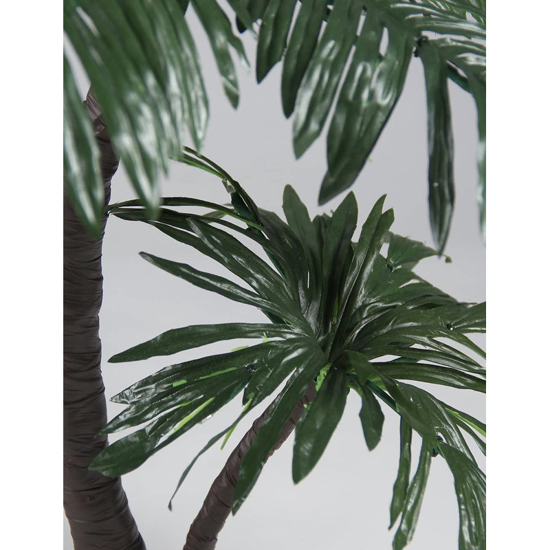24" Green Silk Palm Tree Bonsai with LED Lights