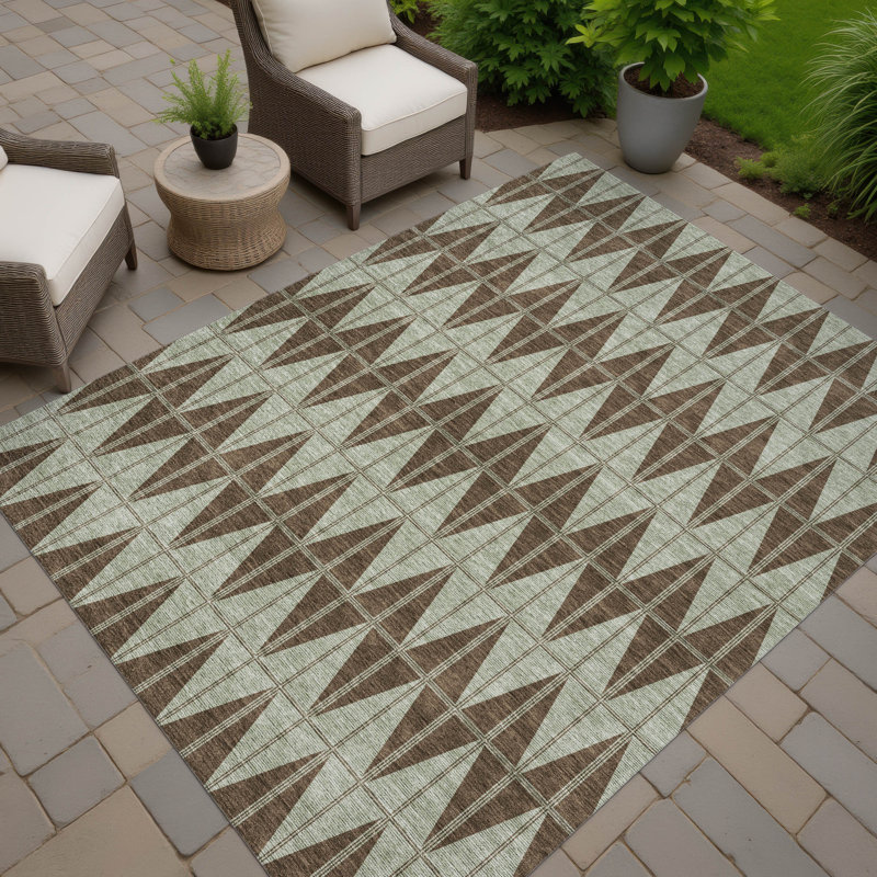 Tapis géométrique intérieur / extérieur lavable à la machine Kugler ACN2415, Rectangle 10' x 14'